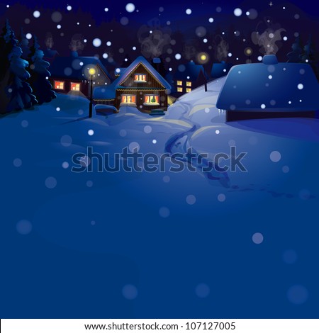 Vector of winter landscape. Merry Christmas!, snowfall is in separated layer