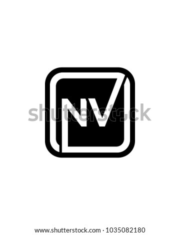 NV initial box letter logo template vector