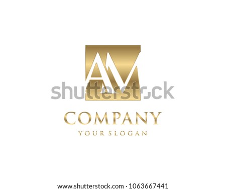 A initial letters looping linked box elegant logo golden black background