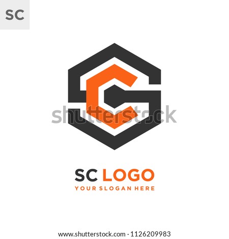 SC logo letter initial, Abstract polygonal Background Logo,