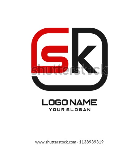 SK initial box letter logo template vector