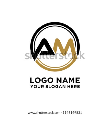 AM initial circle logo template vector