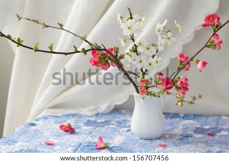 Spring flowering branches in a vase