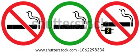 set no sign Smoking area,vaping isolated on white background,warning label vector eps 10.