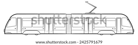 Modern city tram vector stock illustration.