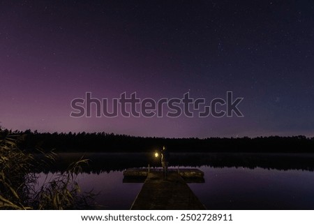 Similar – Image, Stock Photo Pier with lantern and crow