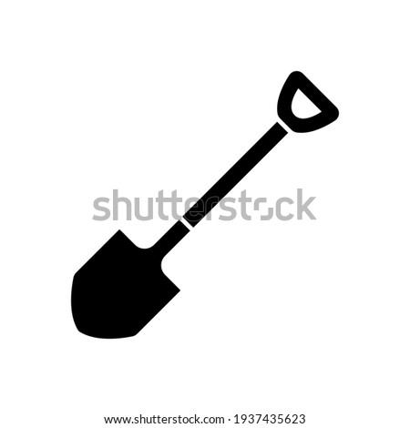 Shovel icon. Black silhouette. Front view. Vector simple flat graphic illustration. The isolated object on a white background. Isolate.