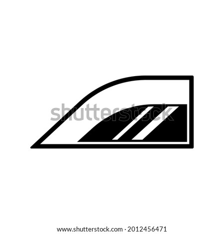 Automotive glass icon. Auto tinting. Black silhouette. Side view. Vector simple flat graphic illustration. The isolated object on a white background. Isolate.