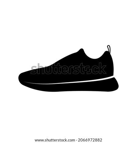 Sneaker icon. Sneakers shoes. Black silhouette. Side view. Vector simple flat graphic illustration. The isolated object on a white background. Isolate.