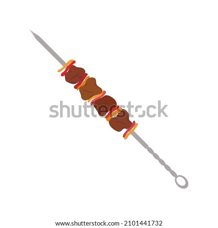 Shish kebab on a skewer icon. Colored silhouette. Side view. Vector simple flat graphic illustration. The isolated object on a white background. Isolate.