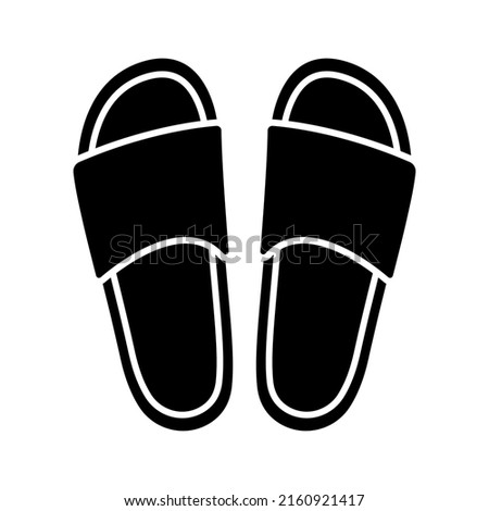 Flip flops icon. Summer beach slippers. Black silhouette. Top view in front. Vector simple flat graphic illustration. Isolated object on a white background. Isolate.