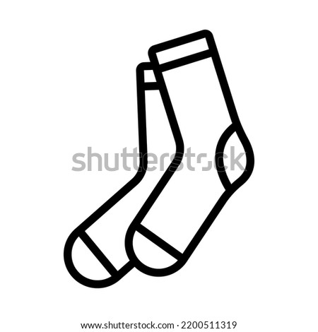 Socks icon. Black contour linear silhouette. Side view. Editable strokes. Vector simple flat graphic illustration. Isolated object on a white background. Isolate.