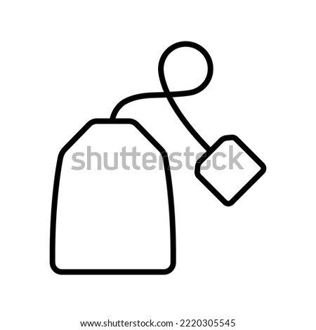 Tea bag icon. Black contour linear silhouette. Front side view. Editable strokes. Vector simple flat graphic illustration. Isolated object on a white background. Isolate.