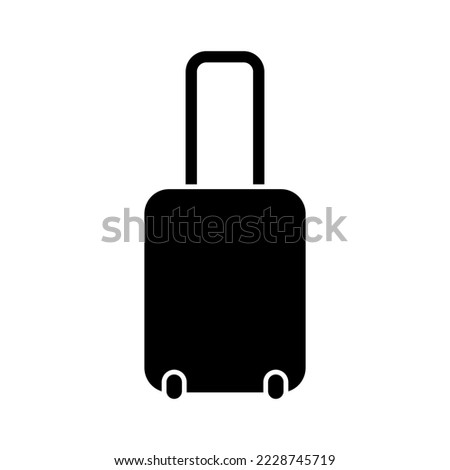 Suitcase on wheels icon. Black silhouette. Front side view. Vector simple flat graphic illustration. Isolated object on a white background. Isolate.