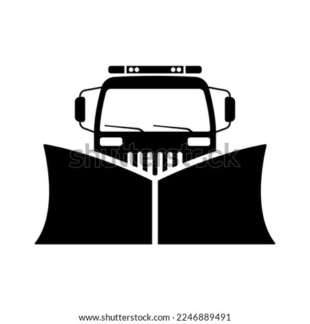 Snowplow icon. Snow blower. Black silhouette. Front view. Vector simple flat graphic illustration. Isolated object on a white background. Isolate.