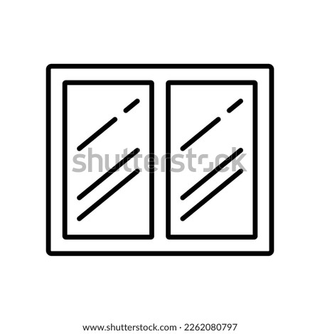 Window icon. Double glazing. Black contour linear silhouette. Front view. Editable strokes. Vector simple flat graphic illustration. Isolated object on a white background. Isolate.