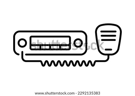 Car radio icon. Trucker's walkie-talkie. Black contour linear silhouette. Front view. Editable strokes. Vector simple flat graphic illustration. Isolated object on a white background. Isolate.