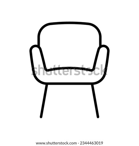 Armchair with legs icon. Black contour linear silhouette. Front view. Editable strokes. Vector simple flat graphic illustration. Isolated object on a white background. Isolate.