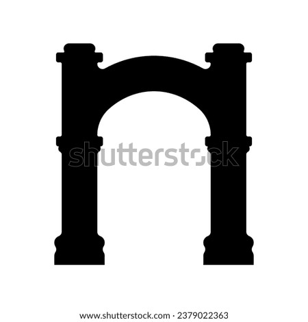Arch with columns icon. Black silhouette. Front side view. Vector simple flat graphic illustration. Isolated object on a white background. Isolate.