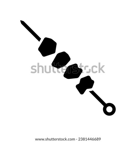 Shish kebab on skewer icon. Shashlik. Black silhouette. Front side view. Vector simple flat graphic illustration. Isolated object on a white background. Isolate.