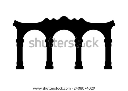 Triple arch with columns icon. Black silhouette. Front side view. Vector simple flat graphic illustration. Isolated object on a white background. Isolate.