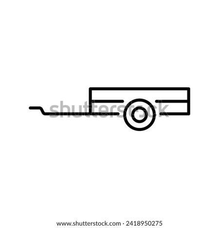 Small car trailer icon. Black contour linear silhouette. Editable strokes. Side view. Vector simple flat graphic illustration. Isolated object on a white background. Isolate.