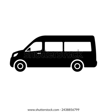 Minibus icon. Black silhouette. Side view. Vector simple flat graphic illustration. Isolated object on a white background. Isolate.