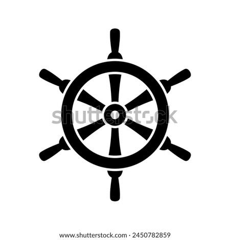 Steering wheel icon. Ship's helm. Black silhouette. Front view. Vector simple flat graphic illustration. Isolated object on a white background. Isolate.