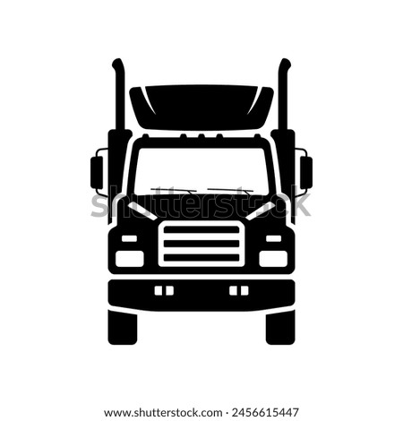 Truck icon. Black silhouette. Front view. Vector simple flat graphic illustration. Isolated object on a white background. Isolate.