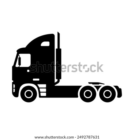 Truck tractor icon. Black silhouette. Side view. Vector simple flat graphic illustration. Isolated object on a white background. Isolate.