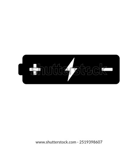 Battery icon. Black silhouette. Front side view. Vector simple flat graphic illustration. Isolated object on white background. Isolate.