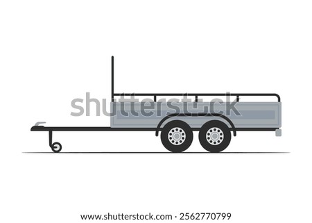 Cargo car trailer icon. Colored silhouette. Side view. Vector simple flat graphic illustration. Isolated object on white background. Isolate.