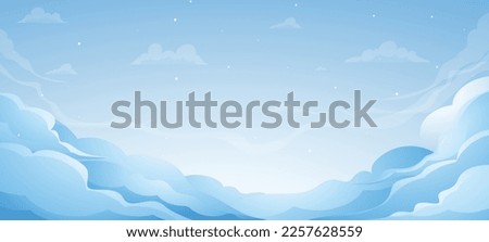 blue clear sky background, Clean Sky, 2d Cartoon, Anime style background with shining white fluffy clouds, weather, summer season outdoor- light background, Vector, Vector BG (2)