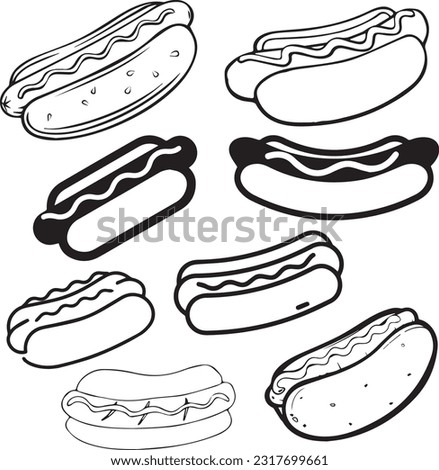 Hot dog line icon, Street Food Outline, Bun with sausage vector outline sign, Hot dog flat icon, Pictogram for web, illustration of hotdog