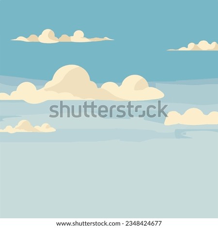 blue clear sky background, Clean Sky, 2d Cartoon, Anime style background with shining white fluffy clouds, weather, summer season outdoor light background,BG, 2d Cartoon Sky