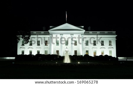 White House front side at night