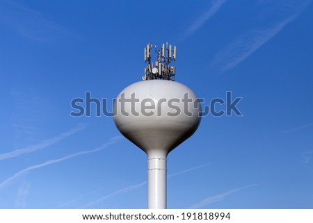 Water tower with cellular and microwave antenna