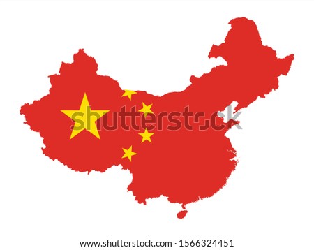 High Detailed Map Flag of China isolated on white background. Vector illustration eps 10.