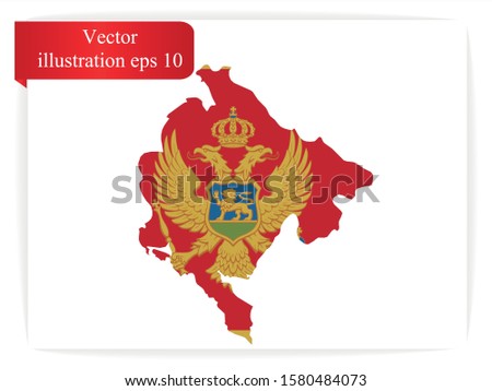 Vector flag and map of Montenegro.