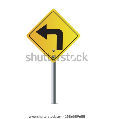 Vector Sharp curve to left isolated on white background. Warning signs. illustration eps 10.