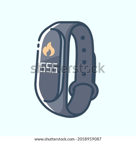 Fitness wristband with number of calories on the screen, smart band colored icon. Collection of electronic devices and gadgets icons. Vector stylish outline illustrations on light background