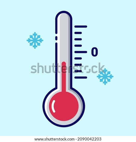 Сold weather thermometer colored icon. Collection of winter icons on the theme of outdoor recreation. Vector stylish outline illustrations on light blue background.