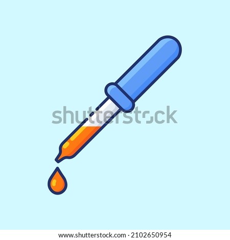 Medical glass pipette colored icon. Collection of stylish icons on the theme of medical tools, drugs and healthcare diagnostics. Vector outline illustrations on light blue background.