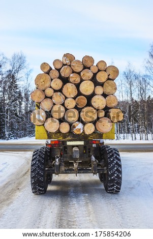 timber transport on the winter road.