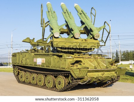 TULA, RUSSIA - AUGUST 8: The self-propelled launcher (air defense systems) 
