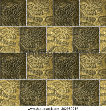 Seamless pavement pattern of squares with rough beige, brown and gold marbled structure