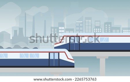 BTS Sky train in cityscape buildings vector Illustration