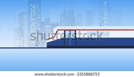 BTS Sky train in cityscape buildings vector Illustration