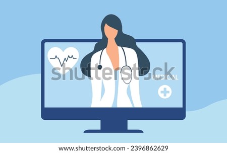 Online doctor and medical consultation concept. Patient using online consultation with doctor service vector illustration. Online medical service and telemedicine concept 