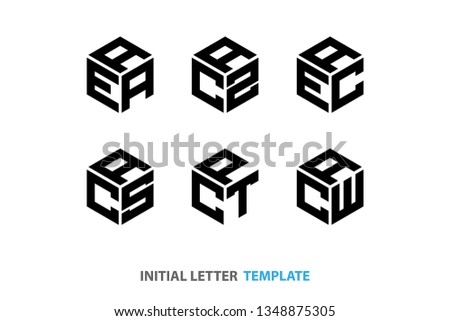 initial letter Logo Hexagon set of six collection